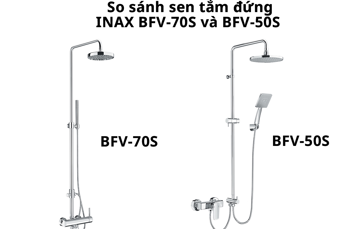 So sánh sen tắm đứng nóng lạnh INAX BFV-70S và BFV-50S – Đâu là lựa chọn phù hợp?