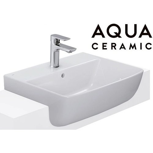 Chậu rửa mặt lavabo Inax AL-345VEC bán âm 3 lỗ men Aqua Ceramic