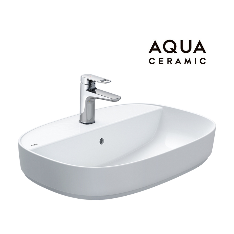 Chậu rửa mặt lavabo Inax AL-652VEC bán âm 3 lỗ men Aqua Ceramic