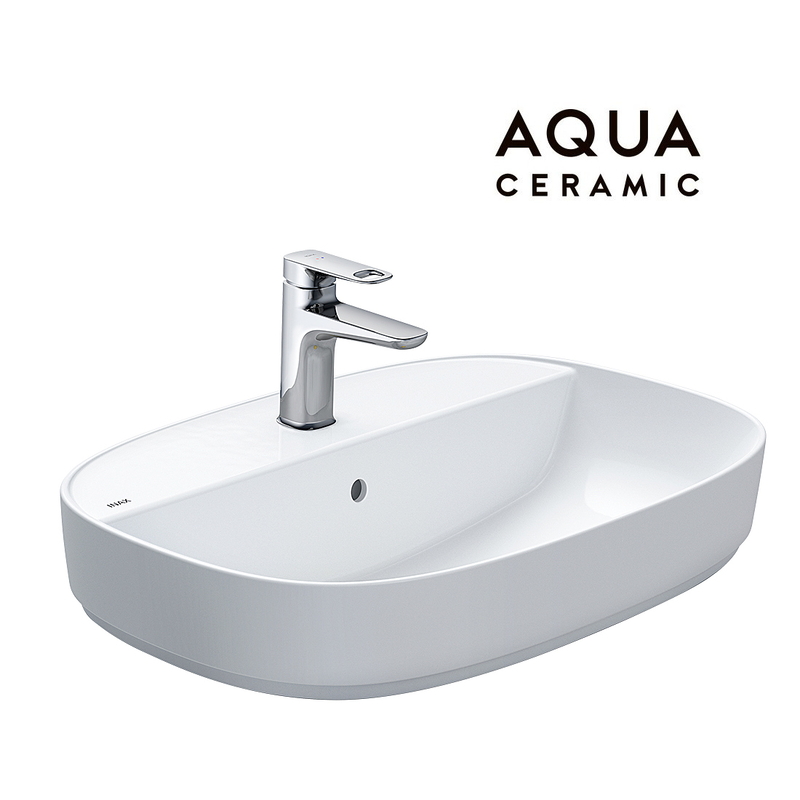 Chậu rửa mặt lavabo Inax AL-652VFC bán âm men Aqua Ceramic