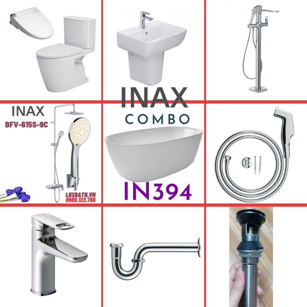 Combo Inax IN394 S26: bộ thiết bị cho phòng tắm master có bồn tắm độc lập