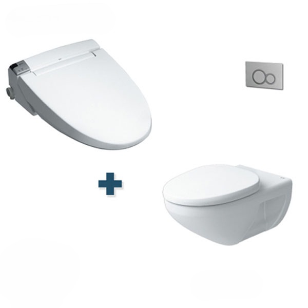 Bồn cầu treo tường Inax AC-23P+CW-KA22AVN với két âm tường và nắp rửa điện tử Bồn cầu treo tường Inax AC-23P kết hợp nắp điện tử CW-KA22AVN