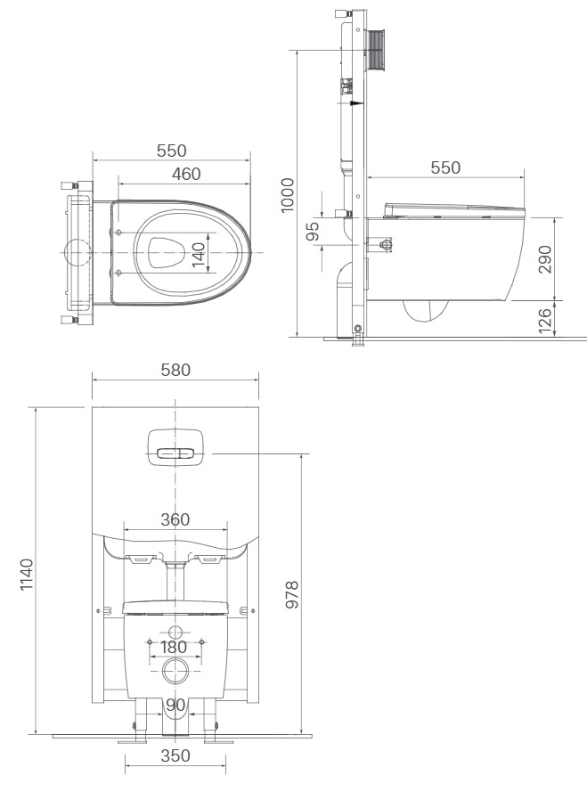 Bản vẽ kỹ thuật bồn cầu treo tường Inax AC-952+CW-KA22AVN hỗ trợ kiểm tra tâm thoát và kích thước lắp đặt Bản vẽ kỹ thuật bồn cầu treo tường Inax AC-952+CW-KA22AVN