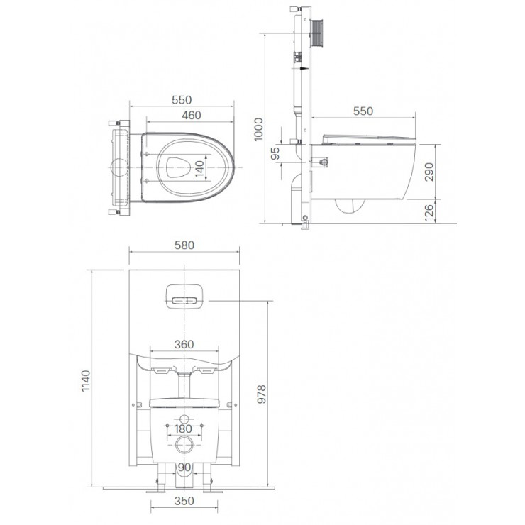 Bản vẽ kỹ thuật bồn cầu treo tường Inax AC-952+CW-S15VN