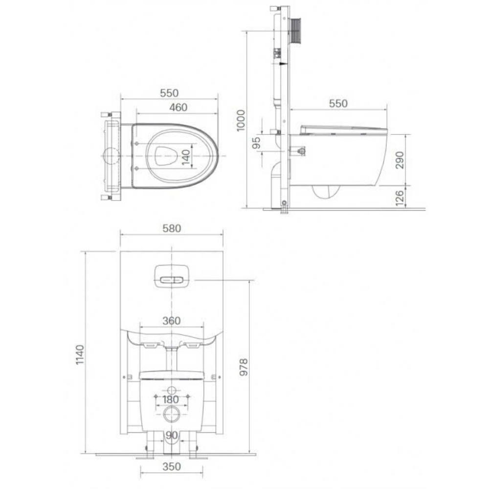 Bản vẽ lắp đặt bồn cầu INAX AC-952VN giúp kiểm tra khung két âm và tâm xả Bản vẽ lắp đặt bồn cầu treo tường INAX AC-952VN với két nước âm tường