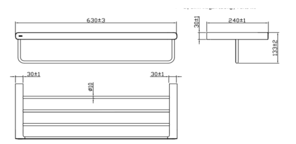 Bản vẽ kỹ thuật Thanh treo khăn Inax KFS-945VA 2 tầng