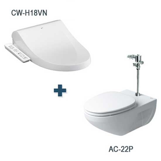 Bồn cầu treo tường Inax AC-22P kết hợp nắp điện tử CW-H18VN