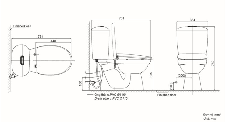 Bản vẽ kỹ thuật bồn cầu INAX C-306PT+CW-S15VN hỗ trợ kiểm tra kích thước và tâm xả ngang Bản vẽ kỹ thuật thân cầu thoát ngang INAX C-306PT dùng cho bộ C-306PT+CW-S15VN