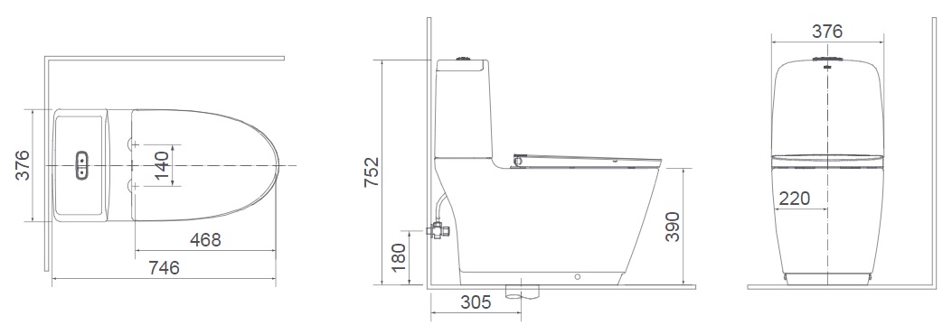 Bản vẽ kỹ thuật bồn cầu INAX ACT-832+CW-H17VN hỗ trợ kiểm tra kích thước và tâm xả Bản vẽ kỹ thuật bồn cầu INAX ACT-832+CW-H17VN