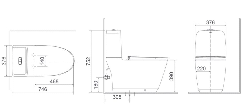 Bản vẽ kỹ thuật bồn cầu INAX ACT-832+CW-S32VN hỗ trợ kiểm tra kích thước và tâm xả Bản vẽ kỹ thuật bồn cầu INAX ACT-832+CW-S32VN
