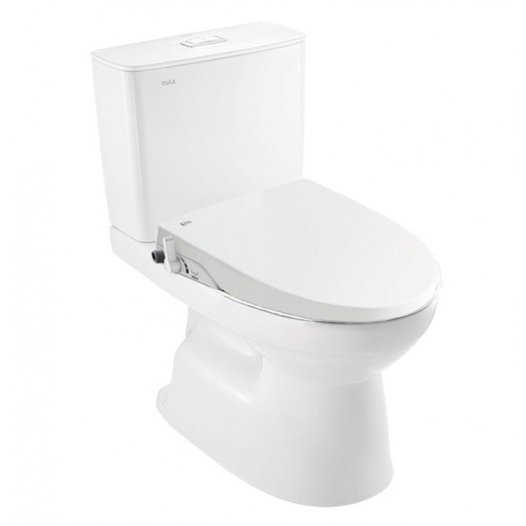 Thiết kế bồn cầu INAX C-514A+CW-S15VN giúp phòng tắm gọn gàng và dễ sử dụng Bồn cầu INAX C-514A+CW-S15VN thiết kế 2 khối kèm nắp rửa cơ