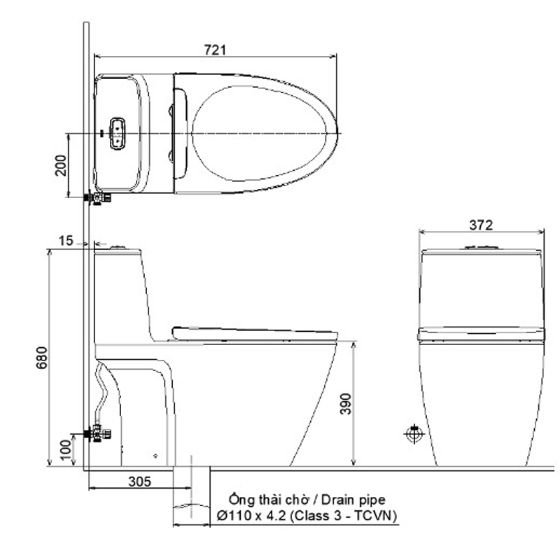 Bản vẽ kỹ thuật bồn cầu INAX ACT-902VN
