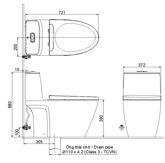 Bản vẽ kỹ thuật bồn cầu INAX ACT-902+CW-H17VN hỗ trợ kiểm tra kích thước và tâm xả Bản vẽ kỹ thuật bồn cầu INAX ACT-902+CW-H17VN