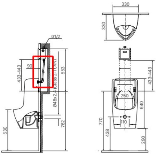 Bản vẽ kỹ thuật bồn tiểu nam Inax AU-431VAC