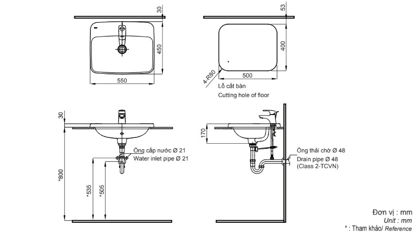 Bản vẽ kỹ thuật lavabo INAX L-2398V