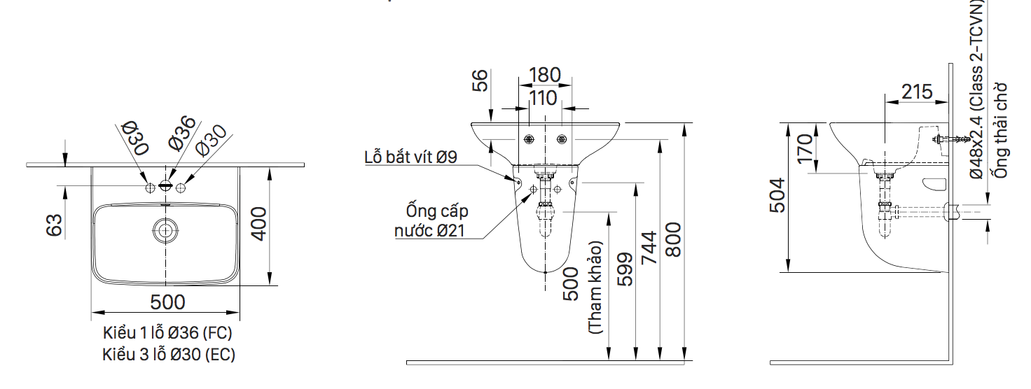 Bản vẽ kỹ thuật chậu rửa lavabo INAX AL-289V