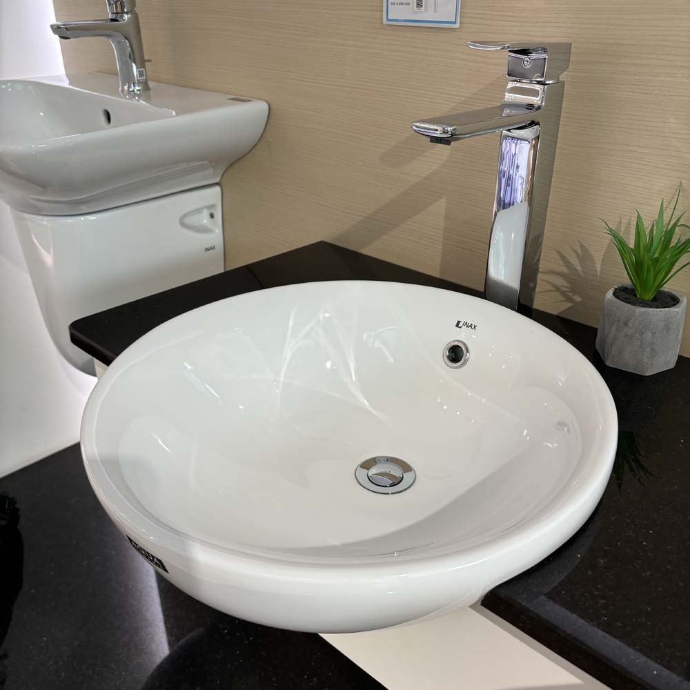 Chậu lavabo bán âm INAX AL-333V men Aqua Ceramic