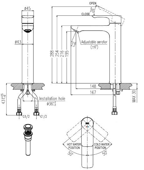Bản vẽ kỹ thuật vòi chậu lavabo Inax LFV-612SH-2