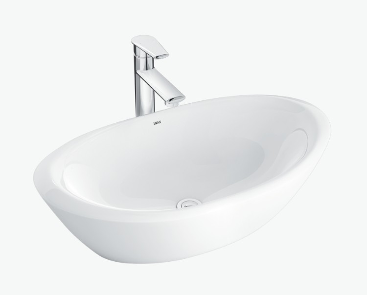 Lavabo đặt bàn INAX L-465V phối vòi thân cao