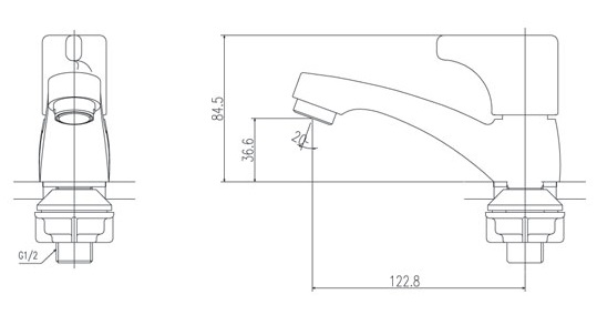 Bản vẽ kỹ thuật vòi lavabo INAX LFV-13BP
