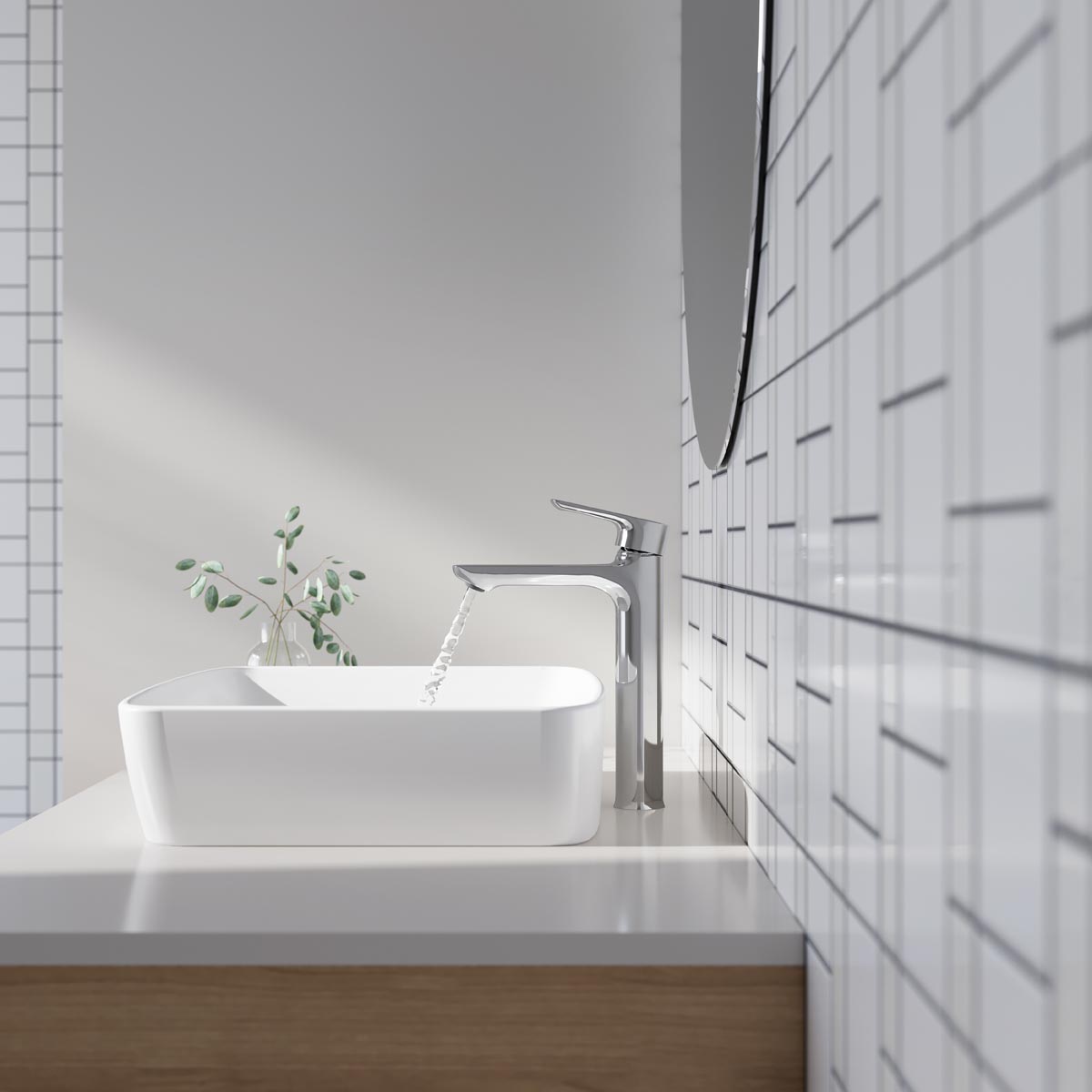 Vòi chậu lavabo INAX LFV-612SH-2 lắp với chậu đặt bàn