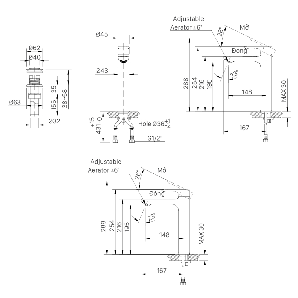 Bản vẽ kỹ thuật vòi chậu lavabo Inax LFV-612SH-2