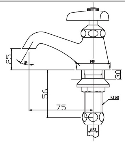 Bản vẽ kỹ thuật Vòi chậu lavabo Inax LF-1