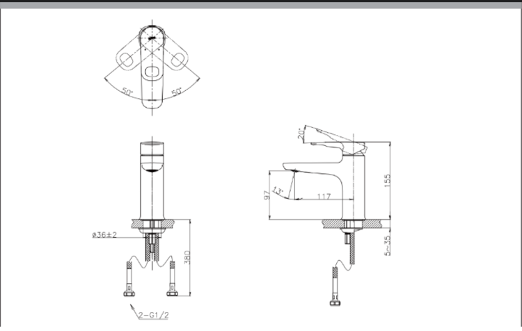 Bản vẽ kỹ thuật vòi lavabo INAX LFV-652S