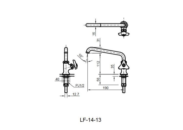 Bản vẽ kỹ thuật Vòi chậu lavabo Inax LF-14-13