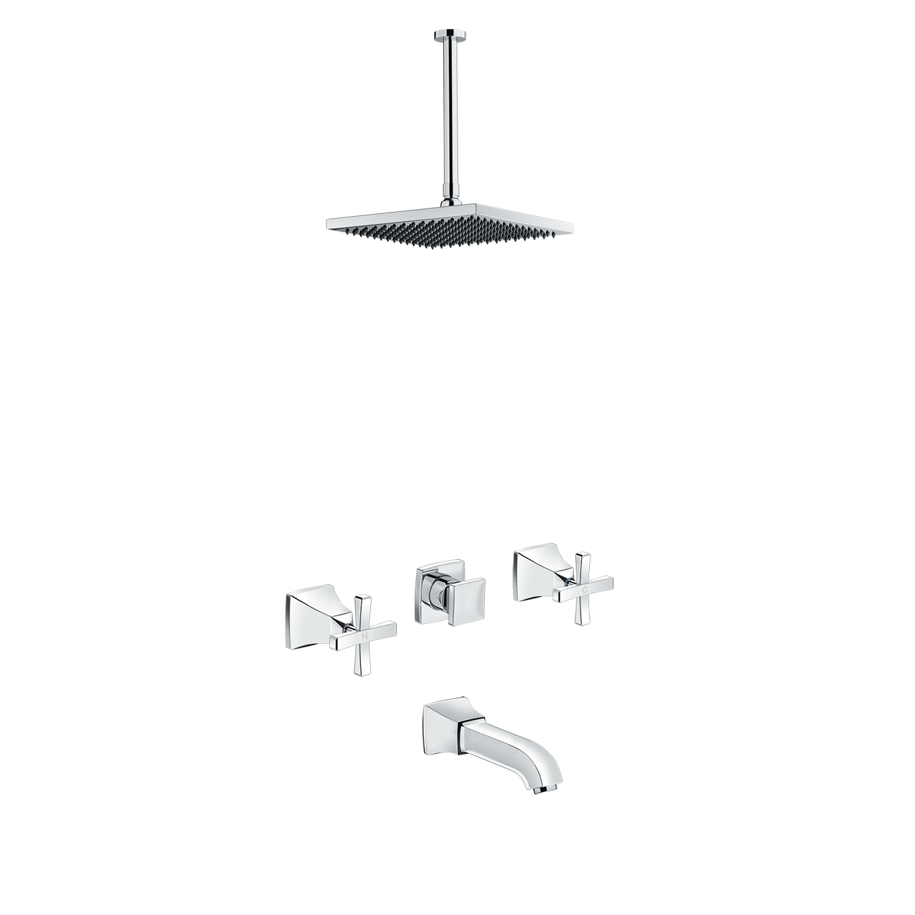 Sen tắm âm tường INAX BFV-81SEC bát sen trần và vòi xả gắn tường