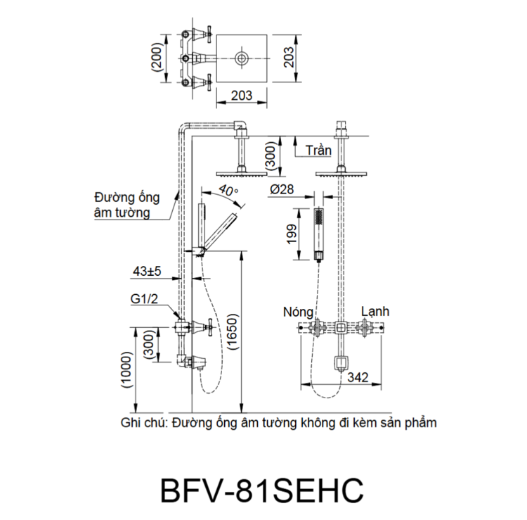 Bản vẽ kỹ thuật vòi sen tắm âm tường INAX BFV-81SEHC