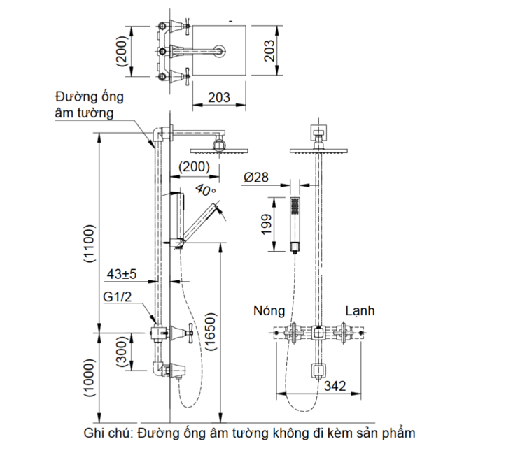 Bản vẽ kỹ thuật Vòi sen âm tường INAX BFV-81SEHW