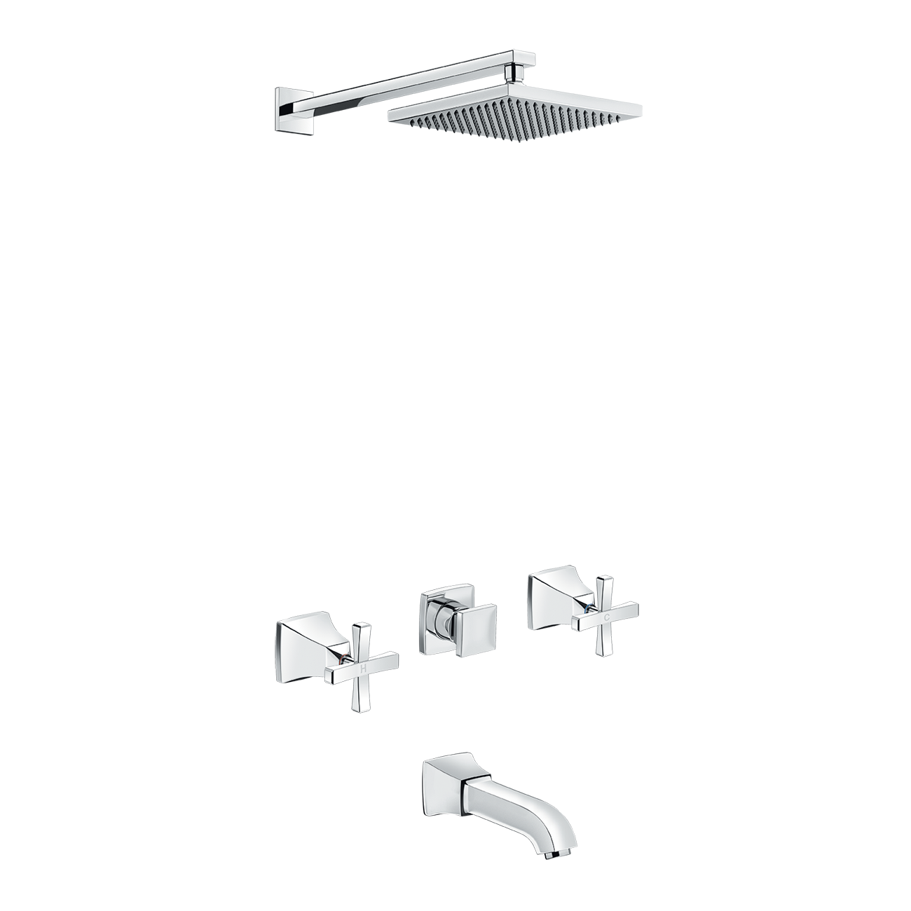 Bộ sen tắm âm tường INAX BFV-81SEW bát sen vuông và vòi xả bồn