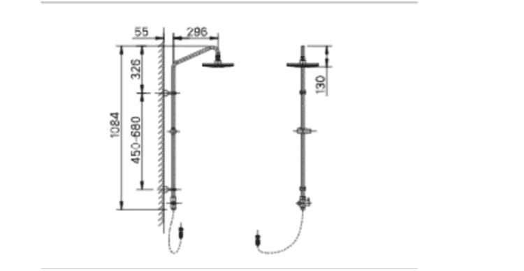 Bản vẽ kỹ thuật Vòi sen tắm cây Inax BFV-17-8C/BFV-CL1