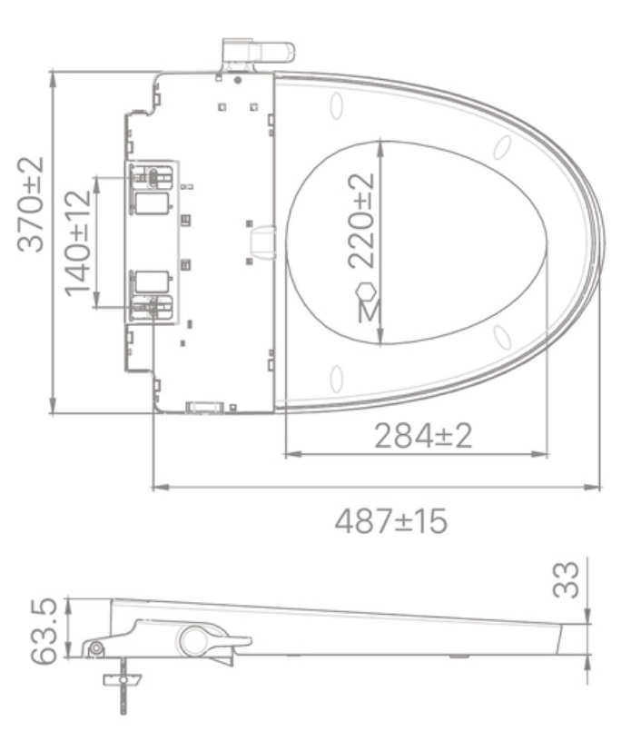 Bản vẽ kỹ thuật Nắp rửa cơ INAX CW-S32VN-1