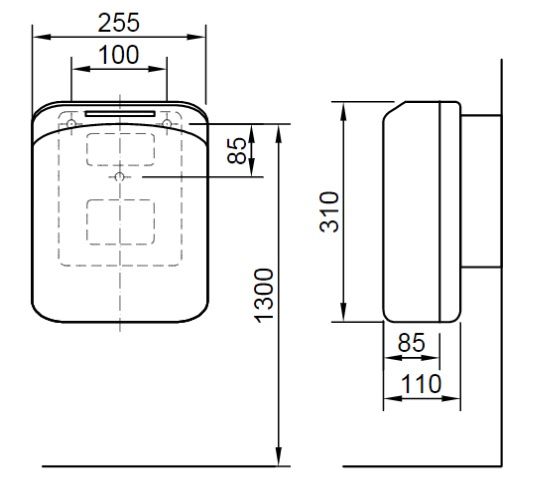 Bản vẽ kỹ thuật Máy sấy tay INAX KS-370