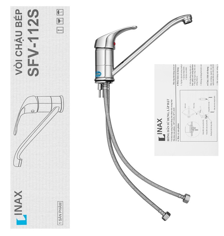 Vòi rửa chén bát INAX SFV-112S nóng lạnh mạ Crom Niken