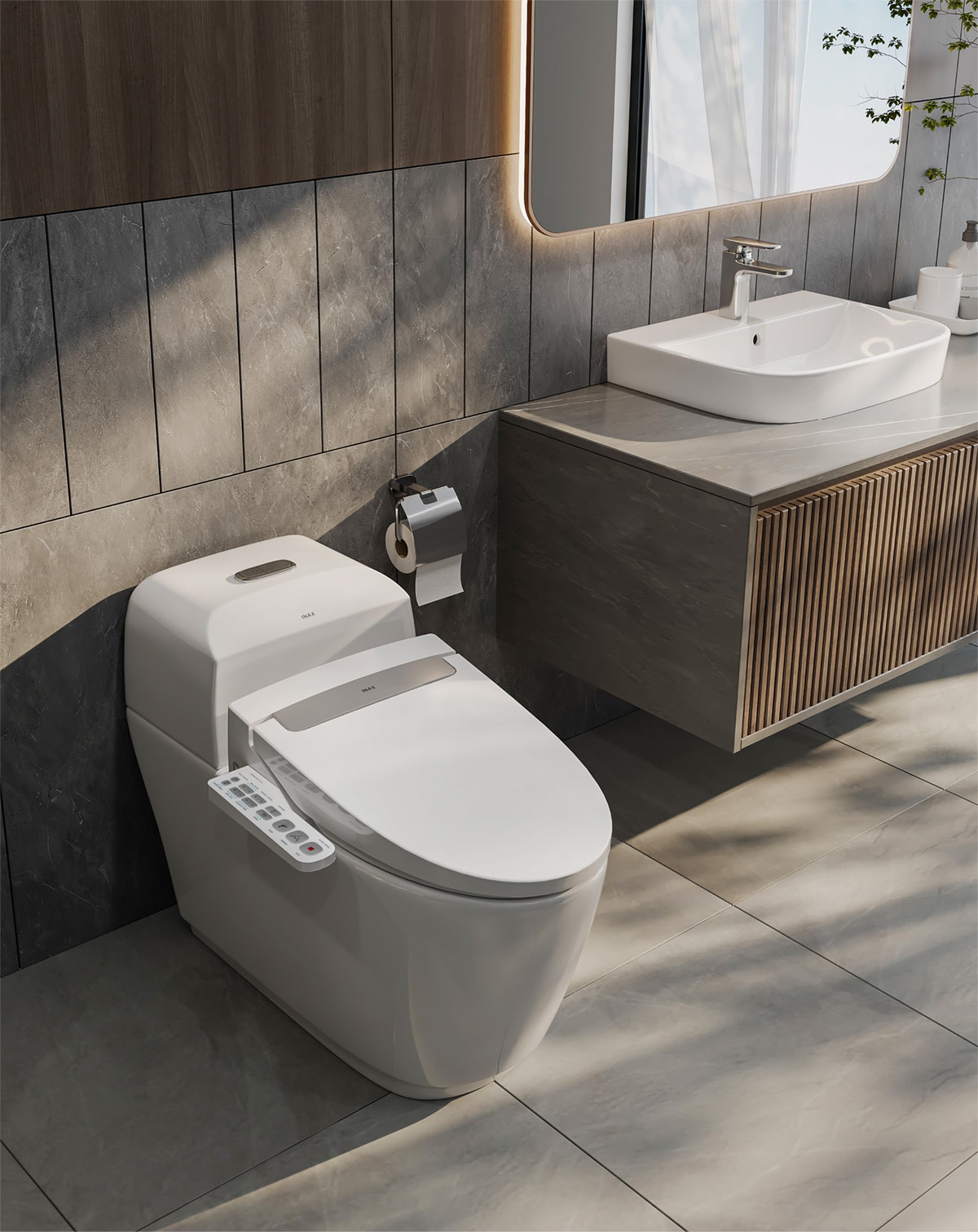Nắp bồn cầu điện tử INAX CW-H20VN lắp cùng thân cầu