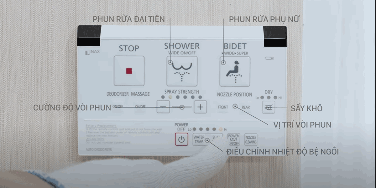 Bảng điều khiển nắp rửa điện tử INAX CW-KA22AVN