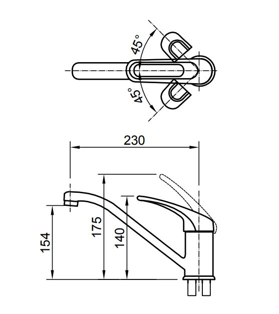Bản vẽ kỹ thuật Vòi rửa bát INAX SFV-212S