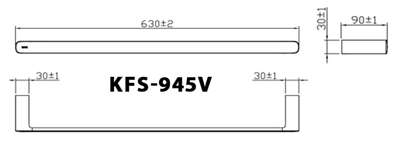 Bản vẽ kỹ thuật thanh treo khăn đơn INAX KFS-945V