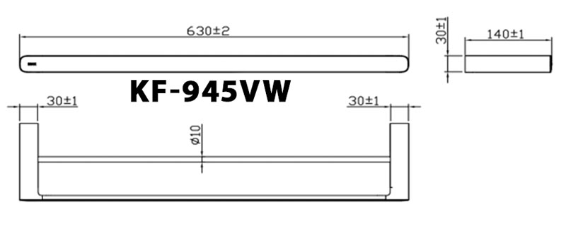 Bản vẽ kỹ thuật Thanh treo khăn đôi INAX KFS-945VW