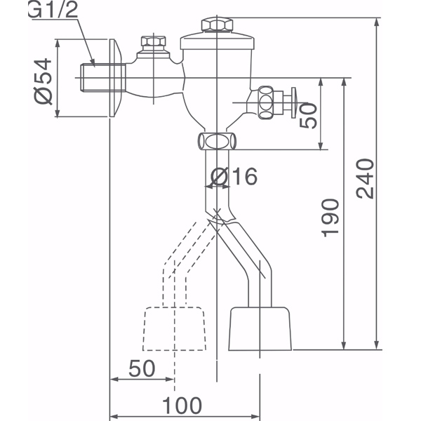 Bản vẽ kỹ thuật Van xả tiểu nam INAX UF-8V
