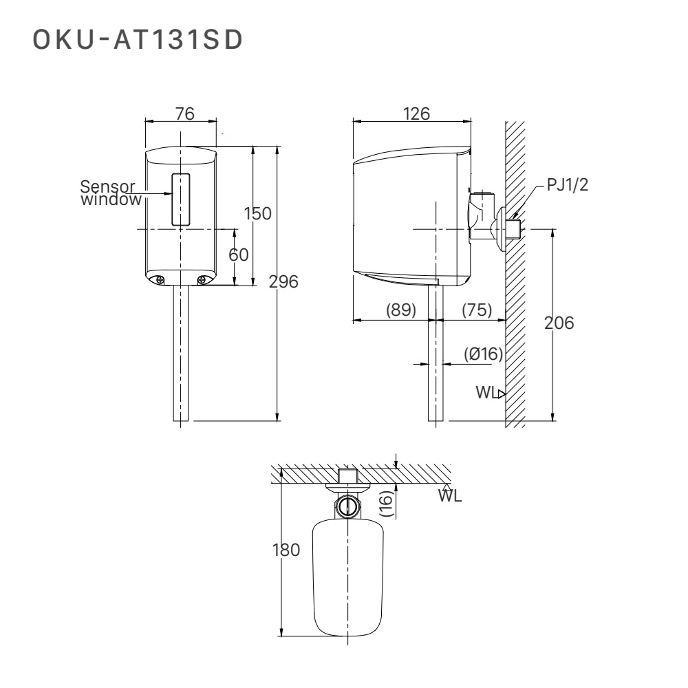 Bản vẽ kỹ thuật Van tiểu INAX OKU-AT131SD