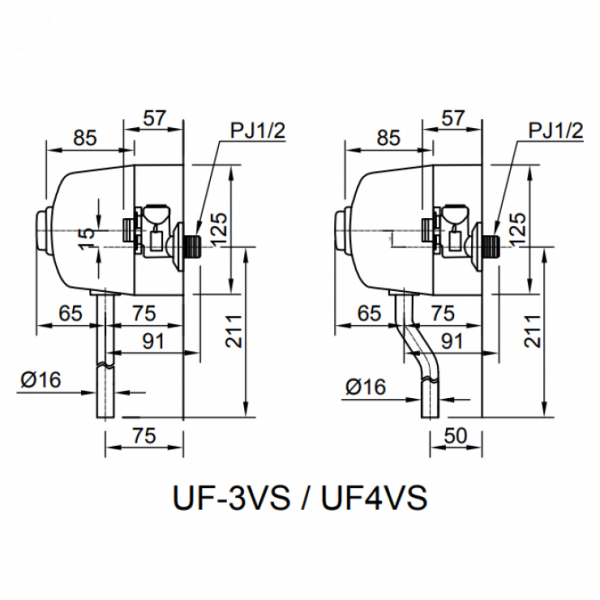 Bản vẽ kỹ thuật Van xả tiểu nam INAX UF-3VS