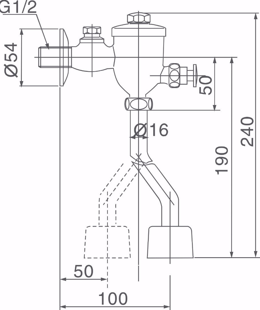 Bản vẽ kỹ thuật Van xả tiểu nam Inax UF-6V