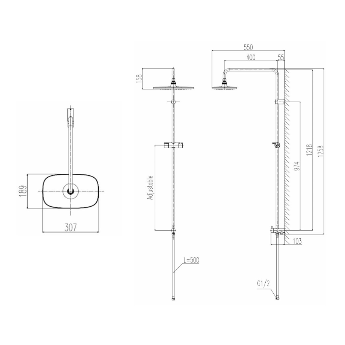 Bản vẽ kỹ thuật thân sen cây tắm Inax BFV-CL3