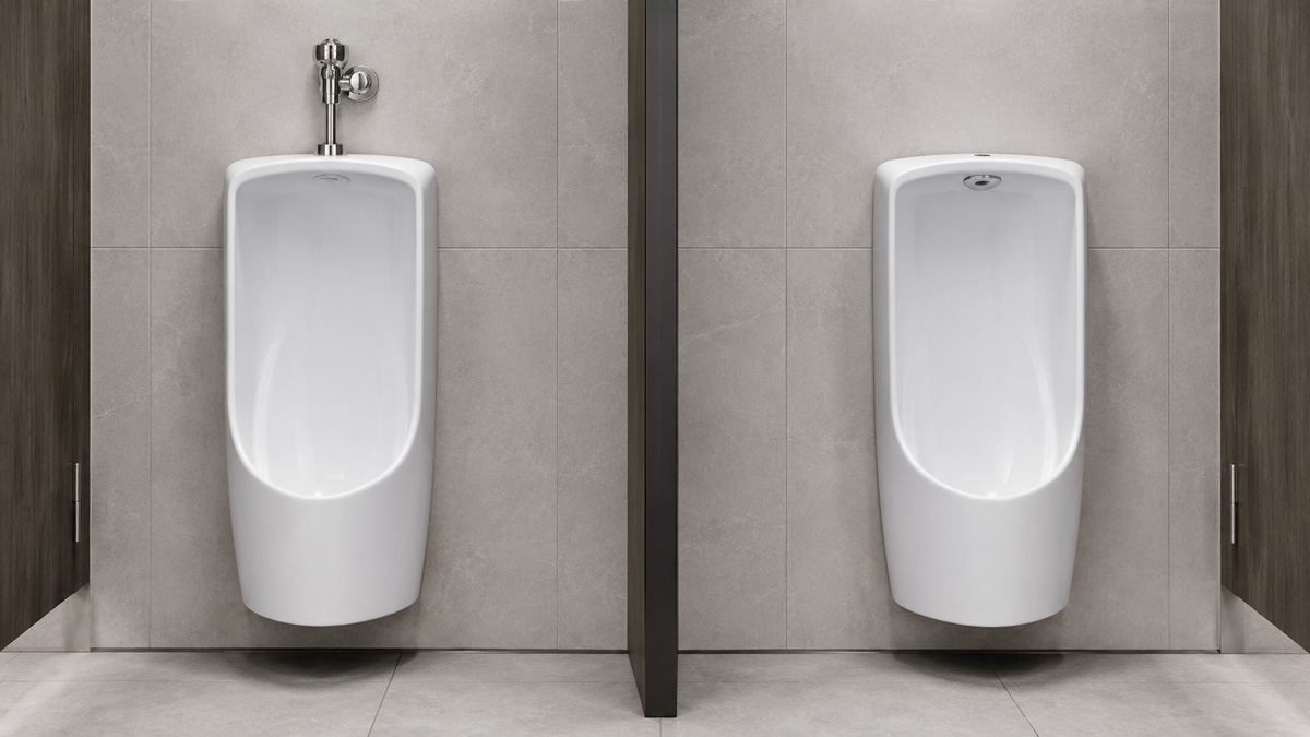 So sánh bồn tiểu INAX van nhấn cơ và bồn tiểu cảm ứng