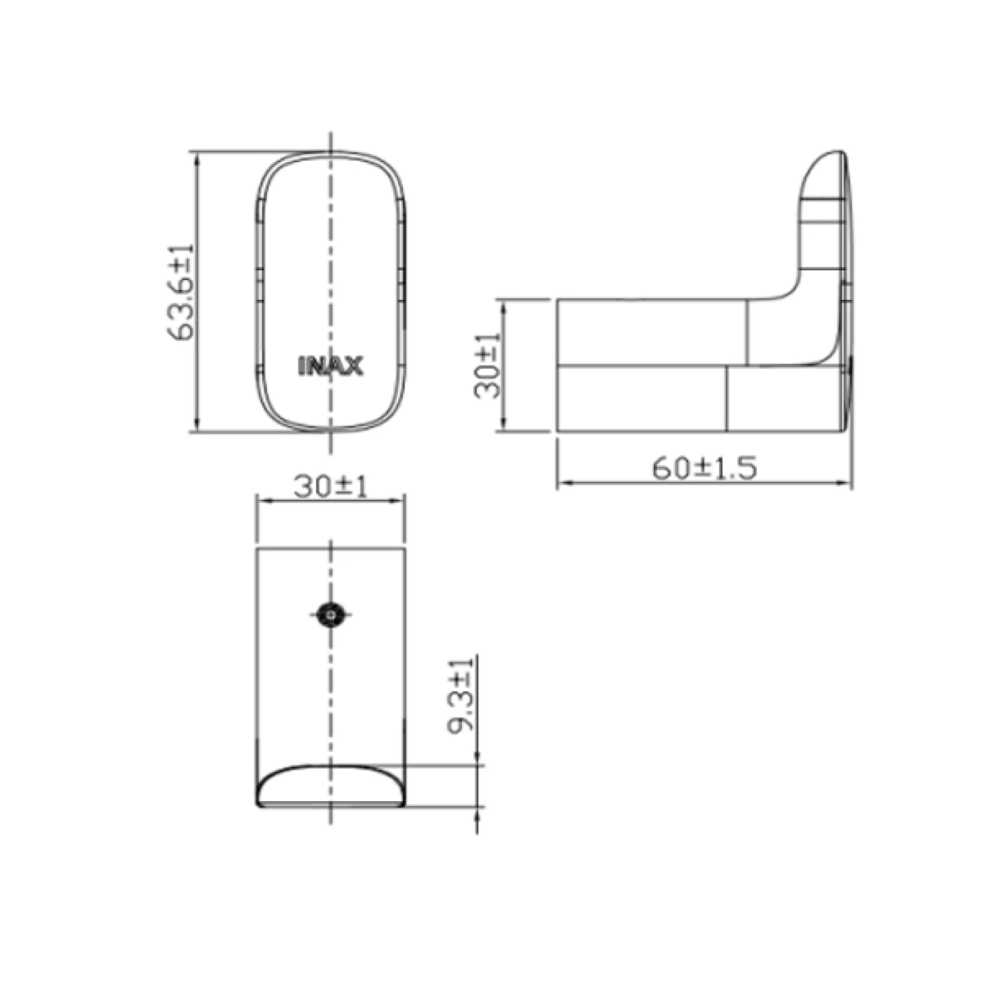 Bản vẽ kỹ thuật móc áo INAX KFS-941V